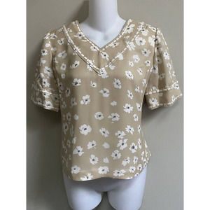 André Laug Roma‎ Vintage 100% Silk, Lined Blouse Top ~ estimated to be size S/M